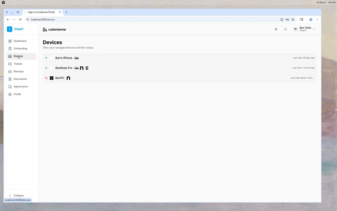 Devices Page