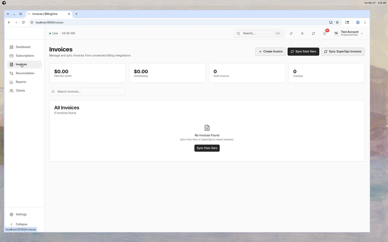 Invoices Page