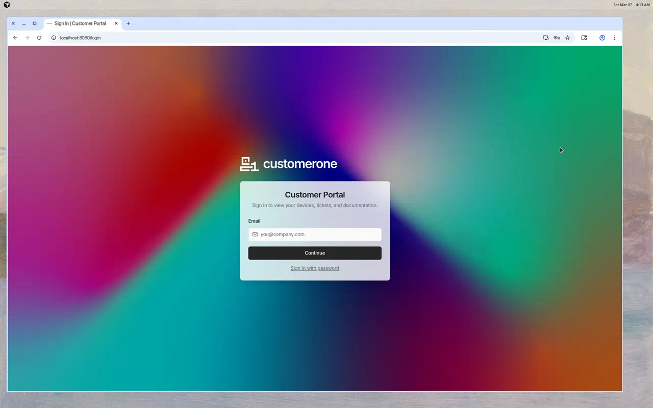 ClientOne sign-in page