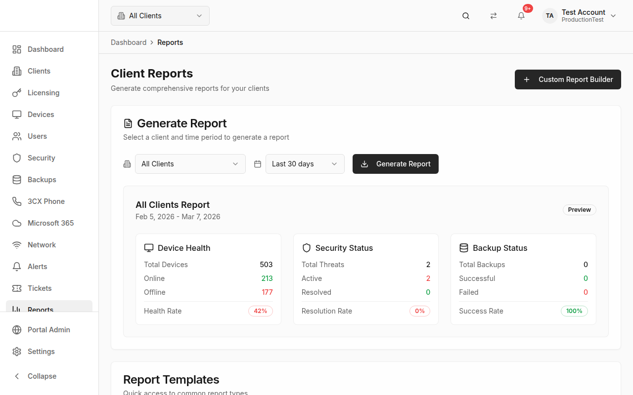Reports Page