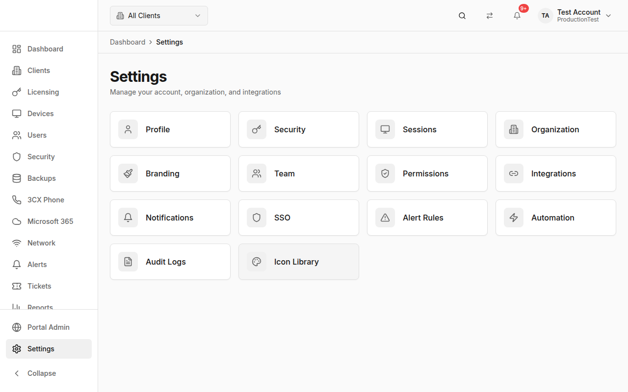 Settings Page